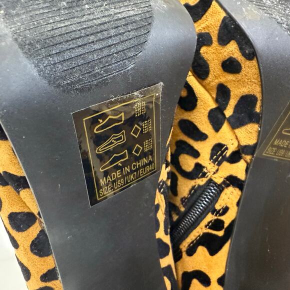 Unbranded Womens Leopard Print Platform Chunky Booties Size 9 Animal Print Club - Picture 8 of 10